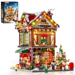 LUMIBRICKS Weihnachts-Pub Bauset mit LED-Beleuchtung und Soundmodul, 2142 Teile Weihnachtsdorf-Modell für Erwachsene, Modulares Gebäude mit Licht- und Musikeffekten - 1