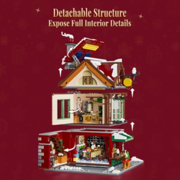 LUMIBRICKS Weihnachts-Pub Bauset mit LED-Beleuchtung und Soundmodul, 2142 Teile Weihnachtsdorf-Modell für Erwachsene, Modulares Gebäude mit Licht- und Musikeffekten - 4