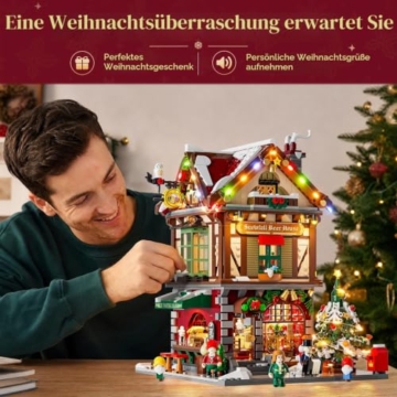 LUMIBRICKS Weihnachts-Pub Bauset mit LED-Beleuchtung und Soundmodul, 2142 Teile Weihnachtsdorf-Modell für Erwachsene, Modulares Gebäude mit Licht- und Musikeffekten - 8