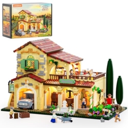 Lumibricks Weinbau-Anwesen Beleuchtungs Bausteine Set – 2800 Teile Mediterranes Toskana-Weingut mit LED-Lichtern,Oldtimer-LKW & Minifiguren,Farm-Series Modellbausatz für Erwachsene - 1