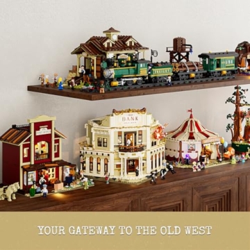 Lumibricks Western Bank Heist Bausatz – 2875 PCS Wildwest-Stadt Flagship-Modell mit 11 LED-Lichtern, 6 Minifiguren, Hochdetaillierte Architektur, Sammlerstück & Geschenk für Erwachsene & Kinder - 5