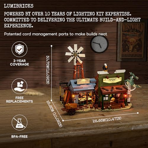 Lumibricks Western-Tischlerei und Werkstatt Set 14015 mit LED Beleuchtung