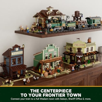 Lumibricks Western-Güterzug Bauset, 1524 Teile, 4-4-0 Dampflok Modell mit Beleuchtung, Gleisen, Wasserturm & 6 Minifiguren, BAU- & Sammlerspielzeug für Erwachsene - 6
