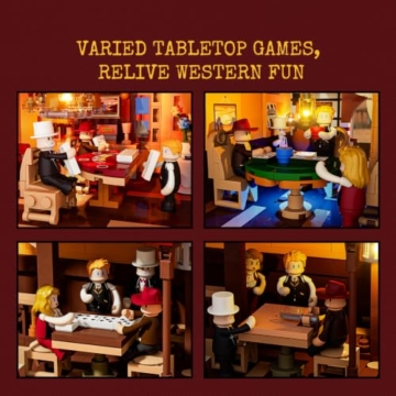 LUMIBRICKS Western Lucky Saloon LED Klemmbaustein-Set, 2200 Teile Modulares Wild-West Gebäude Modell mit Beleuchtung, Doppelte Innenstruktur, Geheimfächer & detailreiche Architektur, Sammler-Set für E - 7