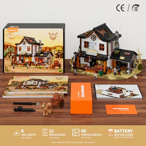 Lumibricks Western-Schmiede – 2042 Teile mit LED-Licht & Schmiedefeuer