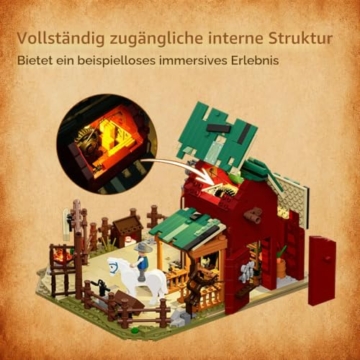 LUMIBRICKS Wild West Ranch Duel Klemmbaustein-Set mit LED-Beleuchtung, 1023 Teile Western-Ranch Modellbausatz für Erwachsene, Sammlerstück für Fans des Wilden Westens - 3