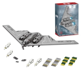 Lumitex B-2 Strategischer Stealth-Bomber Kampfflugzeug-Flugzeug Klemmbausteine Bauklötze, 1:70 Militär B2 Spirit Bomber mit Waffen Set für Erwachsene-2063 Teile, Entworfen von DarthDesigner - 1