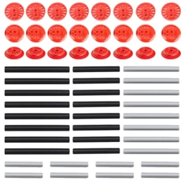 Lumitex Ersatzteile Set, 56 Teile City Zug Zubehör, Rot Eisenbahn Rad Querachse Steine Teile, Klemmbausteine Set - 1