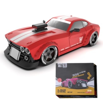 Lumitex KM3299 Auto Drift Car Race Car Maßstab 1:32 Auto Ready to Go Racing 4WD 2025 Adventskalender Weihnacht- RTR -Rot - 1