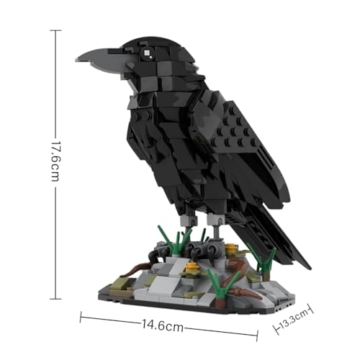 Lumitex Kolkrabe Vogel Modular Baustein Klemmbausteine, Kreatives Raven Tier Mechanische Bauklotz Tierbauspielzeug Sammlerstücke für Jungen Mädchen Wohn Homeoffice Deko - 357 Stück