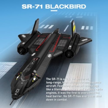 Lumitex SR-71 Blackbird Bauklötze, Militär Aufklärungs Flugzeug Baustein-Klemmbausteine Baustein Flugzeug für Erwachsene MOC Flugzeug Sammlung Geschenk - 1905 Teile - 2