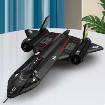 Lumitex SR-71 Blackbird Bauklötze, Militär Aufklärungs Flugzeug Baustein-Klemmbausteine Baustein Flugzeug für Erwachsene MOC Flugzeug Sammlung Geschenk - 1905 Teile - 7