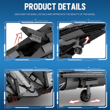 Lumitex SR-72 Blackbird Bauklötze, 1:35 Militär UAV-Drohne Flugzeugle Baustein-2071 Klemmbausteine Baustein Flugzeug für Erwachsene, Entworfen von bru_bri_mocs - 3