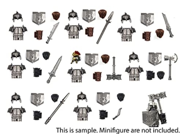Magma Brick Zwergenkraft(Dwarf's) mit Rüstungen, Helmen, Brot und Waffen für Zwerge kompatibel mit Legos