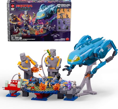 Mattel Brick Shop Masters of the Universe Der Angriff des Sammlers mit Luftschiff und Figuren