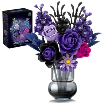 Mavo brix Purple Flowers Bouquet Building Set, Lila Rosen Blumenstrauß Klemmbausteine Blumen, Blumen Bauspielzeugset für Erwachsene, Botanicals Home Deko, Frauen Männer - 1