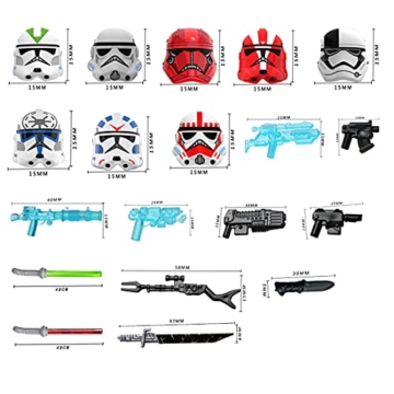 Mayoaoa Maske, Rüstung Waffen für Lego Star Wars Minifiguren, Blaster für Lego Clone Wars Minifiguren, Langschwert für Lego Star Wars Waffen, 90St