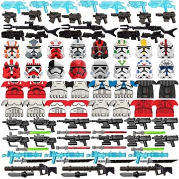 Mayoaoa Maske, Rüstung Waffen für Lego Star Wars Minifiguren, Blaster für Lego Clone Wars Minifiguren, Langschwert für Lego Star Wars Waffen, 90St