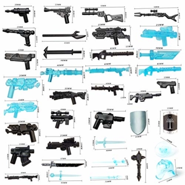 MBKE Custom Waffen Zubehör Set, 65St ,Helm and Schwert Waffen Set für Knight, Militär und Soldat , kompatibel mit Lego