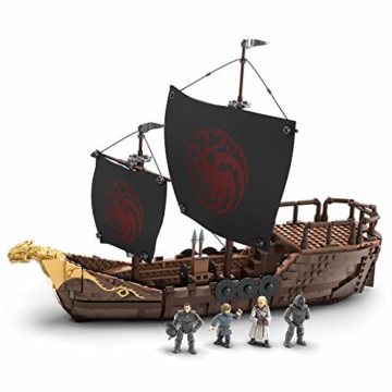 MEGA Construx GPB29 - Probuilder Game of Thrones Targaryen Kriegsschiff, Bauset mit 723 Teilen inkl. 4 originalgetreuer Mikro-Actionfiguren, für Kinder und Sammler ab 16 Jahren - 6