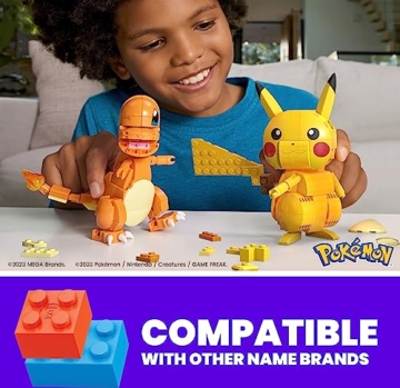 Mega Mattel HPF94 Pokémon - Bausatz, Kanton Region Trio - Pikachu, Glumanda, Mauzi - 2