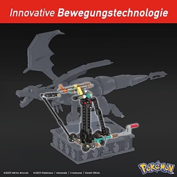 MEGA Pokémon Actionfigur Bauspielzeug für Erwachsene, zusammenbaubares, bewegliches Glurak mit 1664 Teilen, circa 28 cm groß, für Sammler, HMW05
