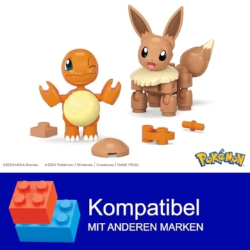 MEGA Pokémon Actionfigur Bauspielzeug-Set, Pokéball 2er-Pack, Glumanda und Evoli mit 40 Teilen, für Kinder, JCR81 - 2