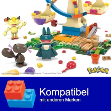 MEGA Pokémon Actionfigur Bauspielzeug, Spaß auf dem Riesenrad mit 393 Teilen und beweglichem Felori, Mampfaxo, Mauzi und Felino, für Kinder, HXF80 - 4