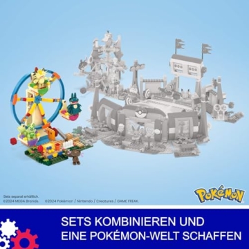 MEGA Pokémon Actionfigur Bauspielzeug, Spaß auf dem Riesenrad mit 393 Teilen und beweglichem Felori, Mampfaxo, Mauzi und Felino, für Kinder, HXF80 - 5