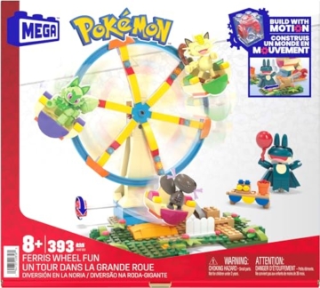 MEGA Pokémon Actionfigur Bauspielzeug, Spaß auf dem Riesenrad mit 393 Teilen und beweglichem Felori, Mampfaxo, Mauzi und Felino, für Kinder, HXF80 - 6