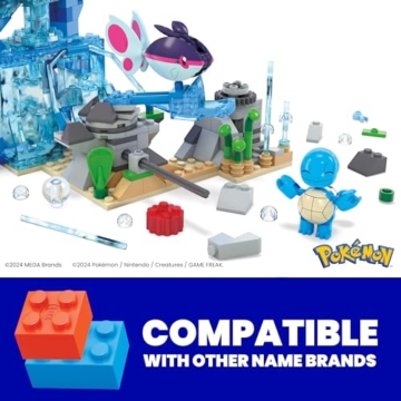 MEGA Pokémon Actionfigur-Bauspielzeug, Wasserabenteuer mit 319 Teilen und beweglichem Schiggy, Enton und Finneon, für Kinder, HXF79 - 4