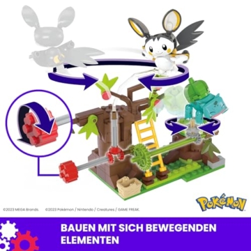 MEGA Pokémon Adventure Builder - erlebnisreiches Bauset mit 194 Teilen, beweglichen Pokémon Emolga und Bisasam, fähig zu Flugbewegungen, für Kinder ab 7 Jahren, HTH69 - 3