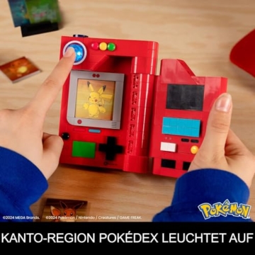 MEGA Pokémon Bauspielzeug für Erwachsene, zusammenbaubarer Kanto-Region Pokédex mit 322 Teilen, Lichtfunktion und Karten, für Sammler, HYM37 - 5