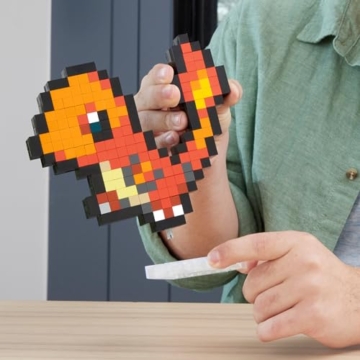 MEGA Pokémon Glumanda - zusammenbaubare Figur im Retro-Look, Pixel Art, inklusive Basis zur Wandmontage, für Erwachsene Baumeister und Sammler, HTH76 - 3