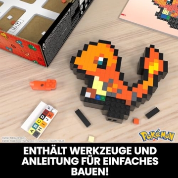 MEGA Pokémon Glumanda - zusammenbaubare Figur im Retro-Look, Pixel Art, inklusive Basis zur Wandmontage, für Erwachsene Baumeister und Sammler, HTH76 - 5