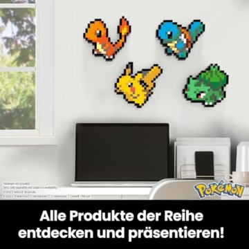 MEGA Pokémon Glumanda - zusammenbaubare Figur im Retro-Look, Pixel Art, inklusive Basis zur Wandmontage, für Erwachsene Baumeister und Sammler, HTH76 - 6