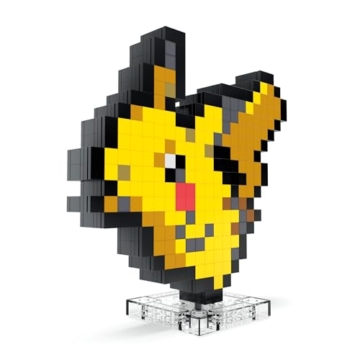 MEGA Pokémon Pikachu - zusammenbaubare Pixel Art Figur mit Retro-Look, inklusive Basis zur Wandmontage, für Erwachsene Baumeister und Sammler, HTH74 - 4