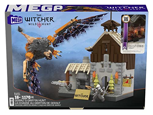 MEGA The Witcher - Geralts Greifjagd Bauset mit LED-Lichtern, Bauspielzeug für Jungen ab 16 Jahren, HDL28 bOX