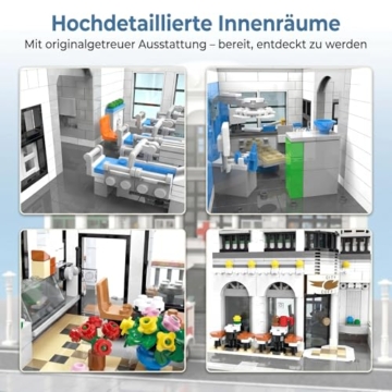 MikaBrical 2 in 1 Klemmbausteine Krankenhaus mit 17 Figuren & Krankenwagen, Modern Hospital Architektur Modell Bauset, Stadt Gebäude Modular Building für Erwachsene (4953 Teile) - 5