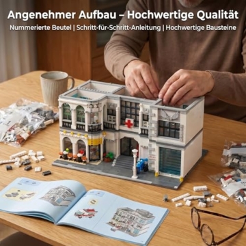 MikaBrical 2 in 1 Klemmbausteine Krankenhaus mit 17 Figuren & Krankenwagen, Modern Hospital Architektur Modell Bauset, Stadt Gebäude Modular Building für Erwachsene (4953 Teile) - 6