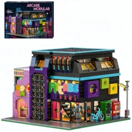 MikaBrical Cyberpunk Spielhalle Klemmbausteine Haus - 2600 Teile Retro Arcade Modular Building, Zukünftige Stadt Architektur Bausteine Set für Erwachsene Kompatibel mit Barweer BWR004 - 1