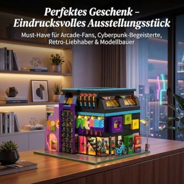 MikaBrical Cyberpunk Spielhalle Klemmbausteine Haus - 2600 Teile Retro Arcade Modular Building, Zukünftige Stadt Architektur Bausteine Set für Erwachsene Kompatibel mit Barweer BWR004 - 9