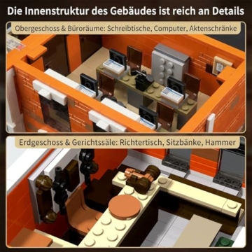 MikaBrical Klemmbausteine Clock Tower Courthouse mit Flugauto - 4269 Teile City Haus Film Architecture, Modular Building Set für Erwachsene - 5