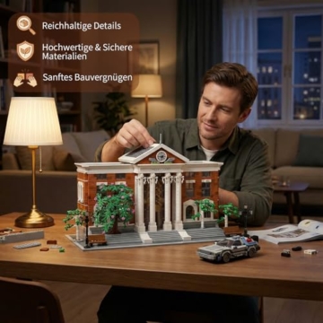 MikaBrical Klemmbausteine Clock Tower Courthouse mit Flugauto - 4269 Teile City Haus Film Architecture, Modular Building Set für Erwachsene - 7