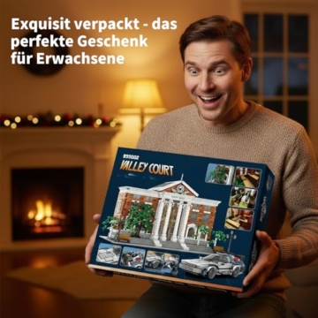 MikaBrical Klemmbausteine Clock Tower Courthouse mit Flugauto - 4269 Teile City Haus Film Architecture, Modular Building Set für Erwachsene - 9