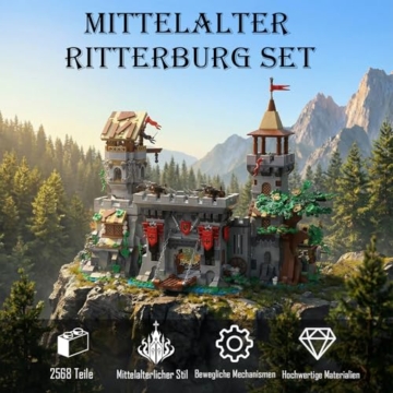 MikaBrical Klemmbausteine Mittelalter Ritterburg Bausteine Set, Schloss Architektur Castle Haus Modular Building für Erwachsene (2568 Teile) - 2