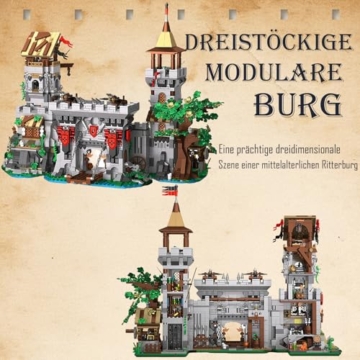 MikaBrical Klemmbausteine Mittelalter Ritterburg Bausteine Set, Schloss Architektur Castle Haus Modular Building für Erwachsene (2568 Teile) - 8