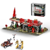 MikaBrical Klemmbausteine Red-Rocket Tankstelle mit Figuren, 2221 Teilen Gas Station Building Architektur Modell für Erwachsene und Spielefans Youmko YM001 - 1