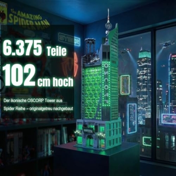 MikaBrical Spider Oscorp Hero Tower mit Hubschrauber - 6375 Teile 102 cm hohes Klemmbausteine Architektur Modular Building Set, Gebäude Modell für Erwachsene und Filmfans Youmko YM014 - 2