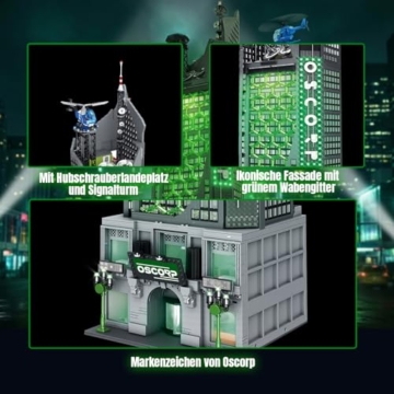 MikaBrical Spider Oscorp Hero Tower mit Hubschrauber - 6375 Teile 102 cm hohes Klemmbausteine Architektur Modular Building Set, Gebäude Modell für Erwachsene und Filmfans Youmko YM014 - 3